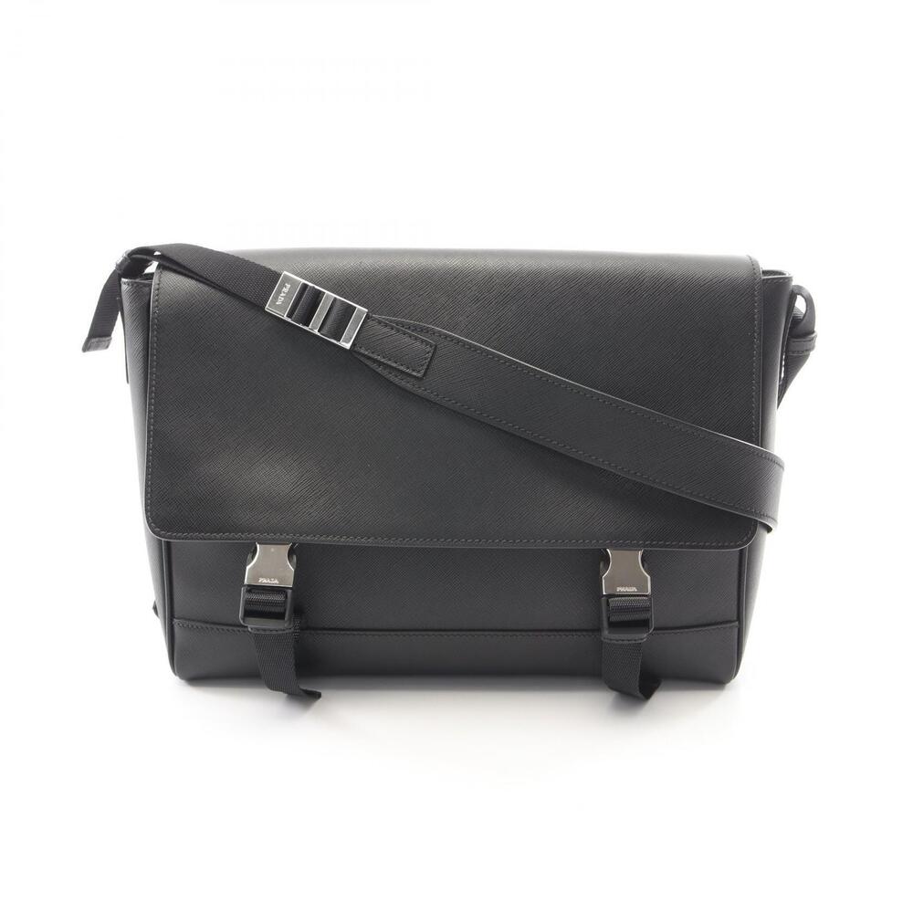 Prada Saffiano Travel Leather Shoulder Bag Black